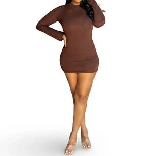 NEW RUNAWAY THE LABEL luxe knit mini dress in chocolate